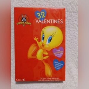 Vintage Looney tunes 32 valentine day greetings cards with 48 stickers